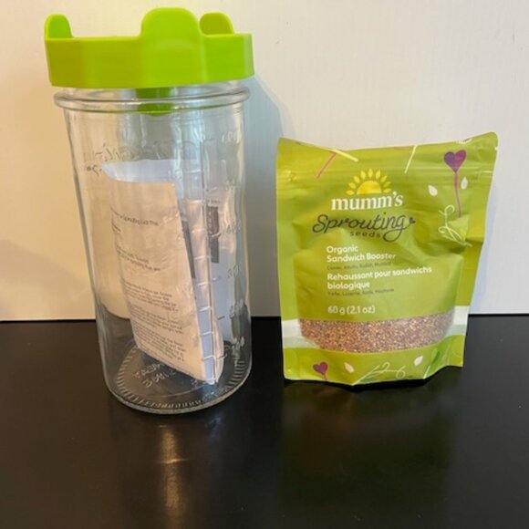 Sprouting Jar and Mumm's Organic Seeds - New - Picture 3 of 4